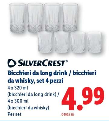 SilverCrest Bicchieri da long drink / bicchieri da whisky, set 4 pezzi