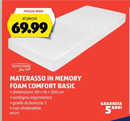 Materasso in Memory Foam Comfort Basic