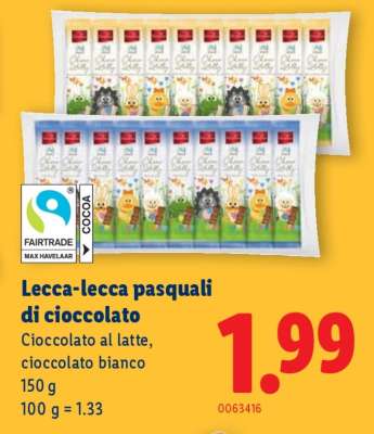 Lecca-lecca pasquali di cioccolato