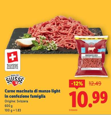 Carne macinata di manzo light in confezione famiglia