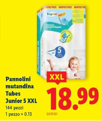 Pannolini mutandina Tubes Junior 5 XXL