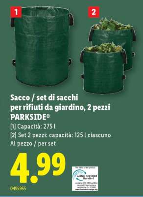 Sacco / set di sacchi per rifiuti da giardino, 2 pezzi PARKSIDE