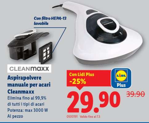Aspirapolvere manuale per acari Cleanmaxx