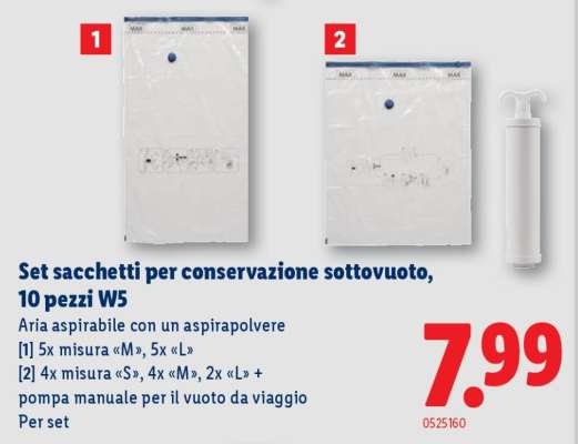 Set sacchetti per conservazione sottovuoto, 10 pezzi W5
