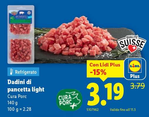 Dadini di pancetta light