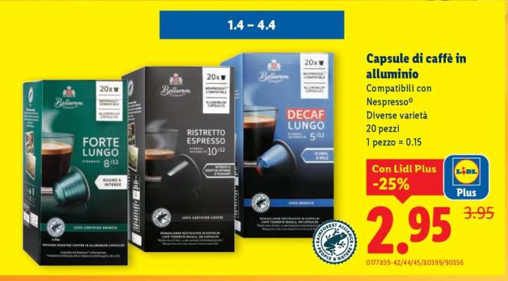 Capsule di caffè in alluminio