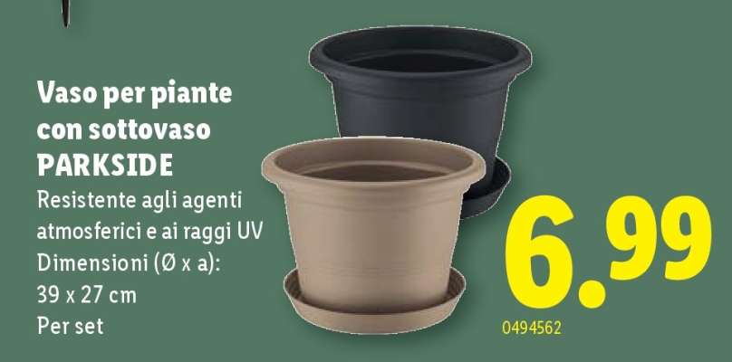 Vaso per piante con sottovaso PARKSIDE