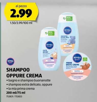 NIVEA BABY SHAMPOO OPPURE CREMA