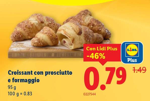 Croissant con prosciutto e formaggio