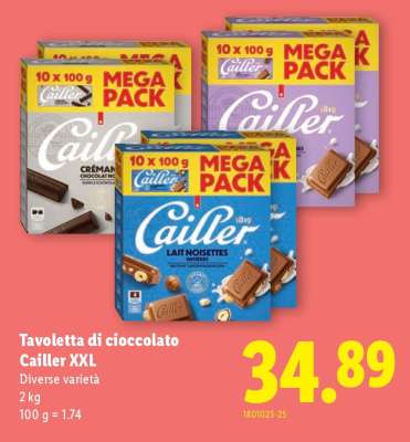 Tavoletta di cioccolato Cailler XXL