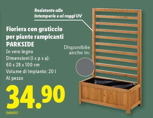 Fioriera con graticcio per piante rampicanti PARKSIDE