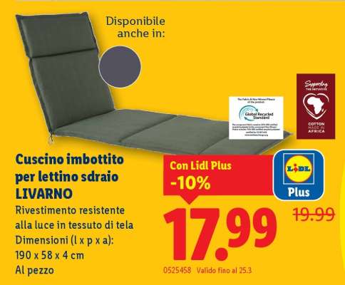 Cuscino imbottito per lettino sdraio LIVARNO