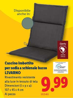 Cuscino imbottito per sedia a schienale basso LIVARNO