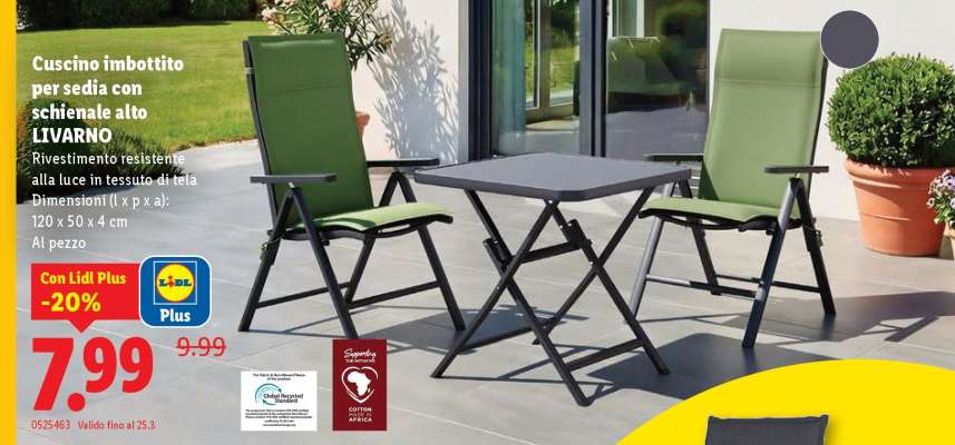 Cuscino imbottito per sedia con schienale alto LIVARNO