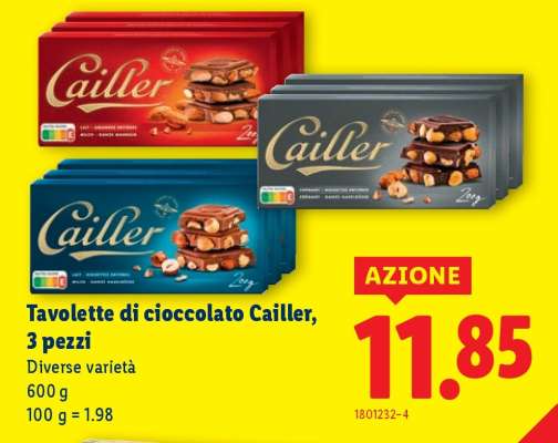 Tavolette di cioccolato Cailler, 3 pezzi