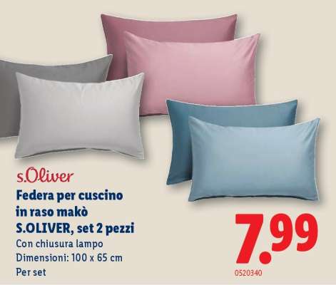 Federa per cuscino in raso makò S.OLIVER, set 2 pezzi