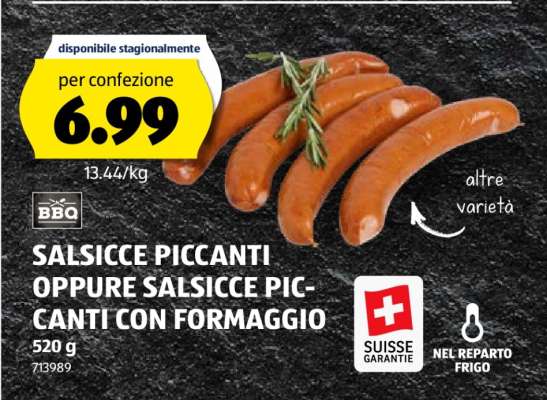 SALSICCE PICCANTI OPPURE SALSICCE PICCANTI CON FORMAGGIO