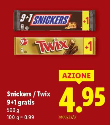 Snickers / Twix 9+1 gratis