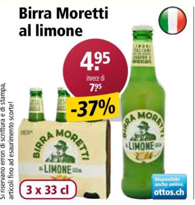 Birra Moretti al limone