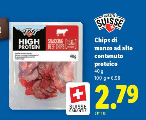 Chips di manzo ad alto contenuto proteico
