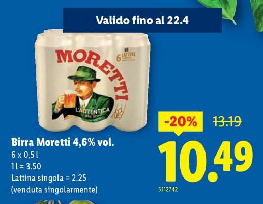 Birra Moretti 4,6% vol.