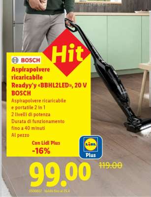 Aspirapolvere ricaricabile Ready'y'y «BBHL2LED», 20 V BOSCH