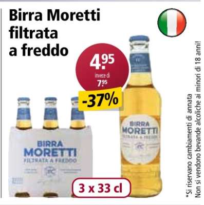 Birra Moretti Filtrata a Freddo