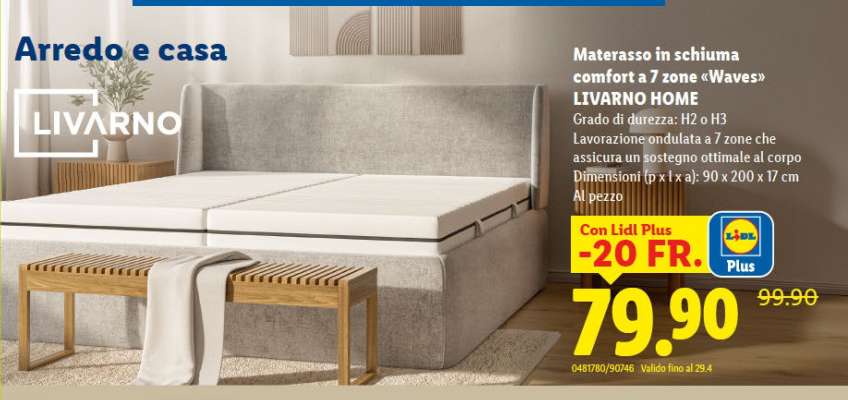 Materasso in schiuma comfort a 7 zone «Waves»