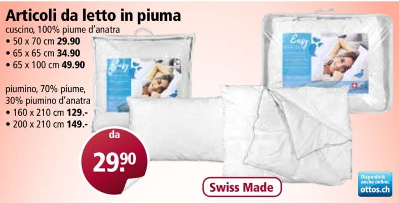 Articoli da letto in piuma
