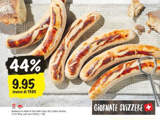 Bratwurst di vitello di San Gallo Coop, IGP, a libero servizio