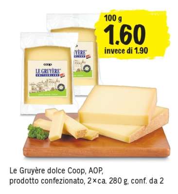Le Gruyère dolce Coop, AOP