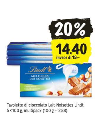 Tavolette di cioccolato Lait-Noisettes Lindt