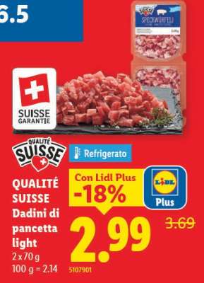 QUALITÉ SUISSE Dadini di pancetta light