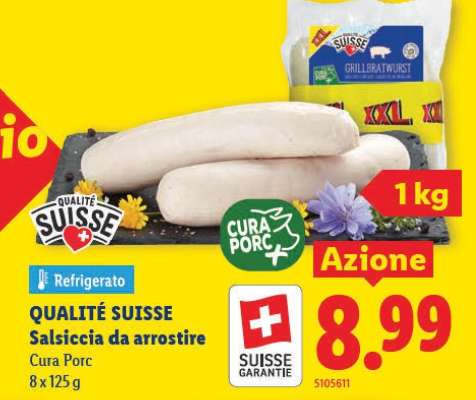 QUALITÉ SUISSE Salsiccia da arrostire