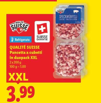 QUALITÉ SUISSE Pancetta a cubetti in duopack XXL