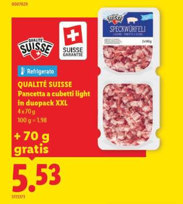 QUALITÉ SUISSE Pancetta a cubetti light in duopack XXL