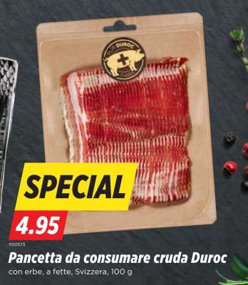 Pancetta da consumare cruda Duroc