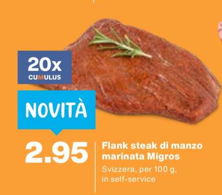 Flank steak di manzo marinata Migros