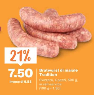 Bratwurst di maiale Tradition
