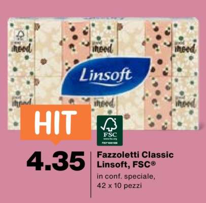 Fazzoletti Classic Linsoft, FSC®
