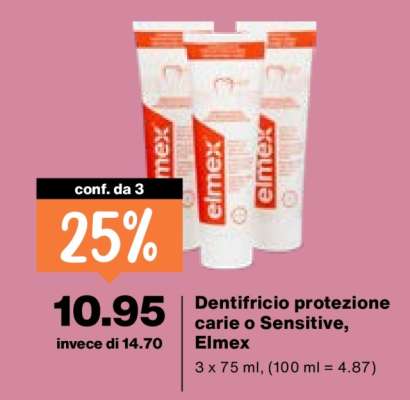 Dentifricio protezione carie o Sensitive, Elmex