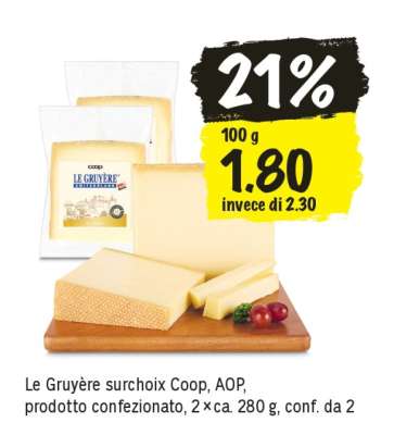 Le Gruyère surchoix Coop, AOP