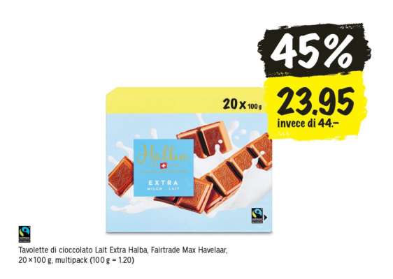 Tavolette di cioccolato Lait Extra Halba