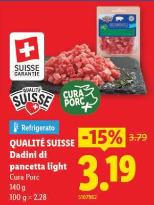 QUALITÉ SUISSE Dadini di pancetta light