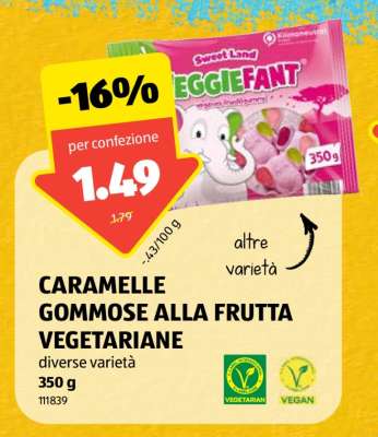 CARAMELLE GOMMOSE ALLA FRUTTA VEGETARIANE