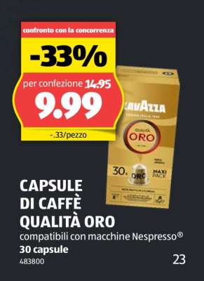 CAPSULE DI CAFFÈ QUALITÀ ORO