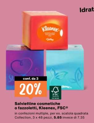 Salviettine cosmetiche o fazzoletti, Kleenex, FSC®