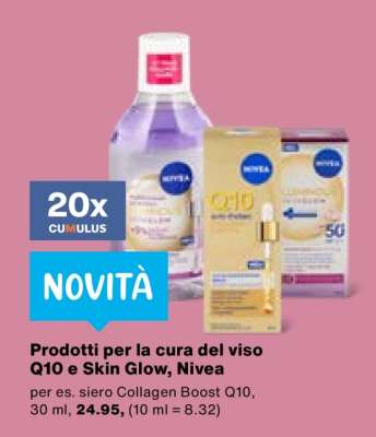 Prodotti per la cura del viso Q10 e Skin Glow, Nivea