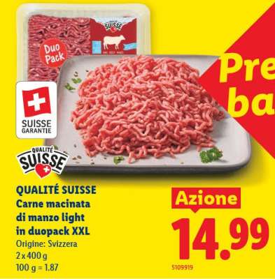 QUALITÉ SUISSE Carne macinata di manzo light in duopack XXL