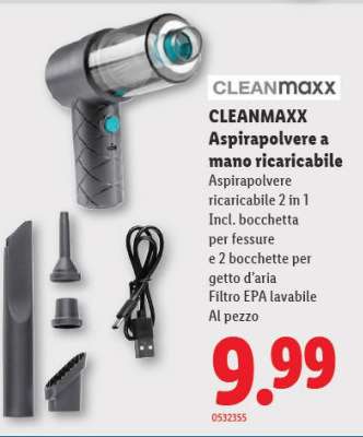 CLEANmaxx Aspirapolvere a mano ricaricabile